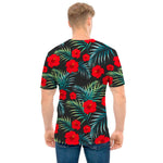Tropical Hibiscus Leaves Pattern Print Men's T-Shirt