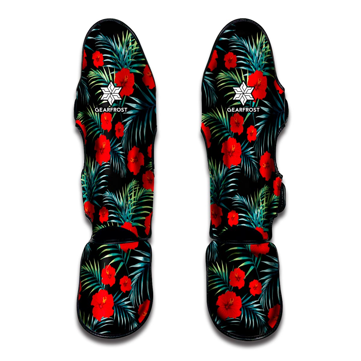 Tropical Hibiscus Leaves Pattern Print Muay Thai Shin Guard
