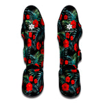 Tropical Hibiscus Leaves Pattern Print Muay Thai Shin Guard