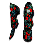Tropical Hibiscus Leaves Pattern Print Muay Thai Shin Guard