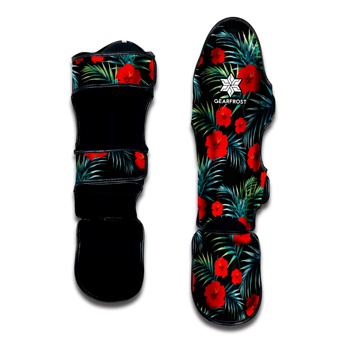 Tropical Hibiscus Leaves Pattern Print Muay Thai Shin Guard
