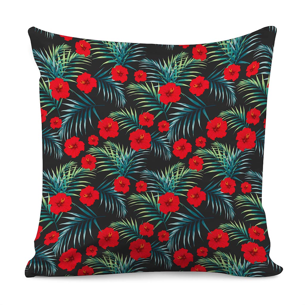 Tropical Hibiscus Leaves Pattern Print Pillow Cover