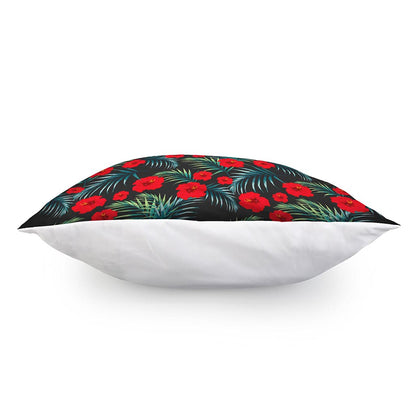 Tropical Hibiscus Leaves Pattern Print Pillow Cover