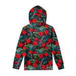 Tropical Hibiscus Leaves Pattern Print Pullover Hoodie
