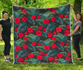 Tropical Hibiscus Leaves Pattern Print Quilt