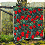 Tropical Hibiscus Leaves Pattern Print Quilt