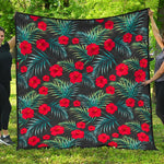 Tropical Hibiscus Leaves Pattern Print Quilt