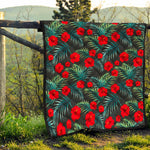 Tropical Hibiscus Leaves Pattern Print Quilt