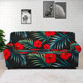 Tropical Hibiscus Leaves Pattern Print Sofa Cover