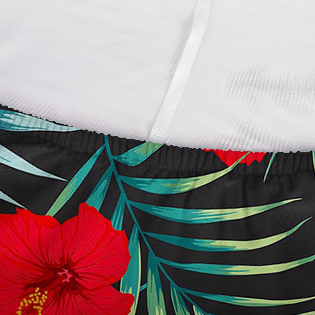 Tropical Hibiscus Leaves Pattern Print Sofa Cover