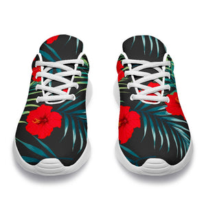 Tropical Hibiscus Leaves Pattern Print Sport Shoes GearFrost