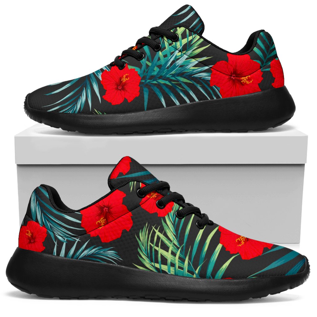 Tropical Hibiscus Leaves Pattern Print Sport Shoes GearFrost