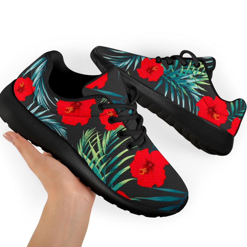 Tropical Hibiscus Leaves Pattern Print Sport Shoes GearFrost