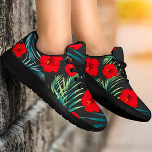 Tropical Hibiscus Leaves Pattern Print Sport Shoes GearFrost