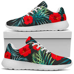 Tropical Hibiscus Leaves Pattern Print Sport Shoes GearFrost