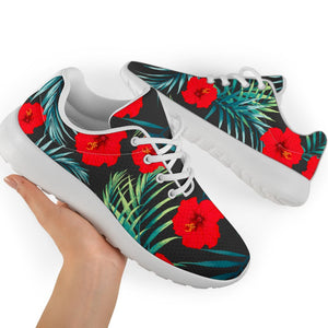 Tropical Hibiscus Leaves Pattern Print Sport Shoes GearFrost