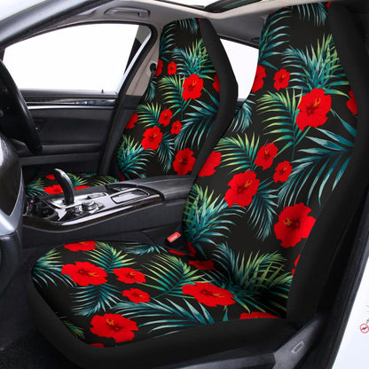 Tropical Hibiscus Leaves Pattern Print Universal Fit Car Seat Covers