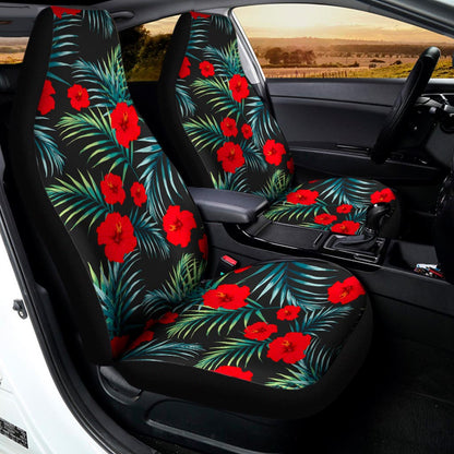 Tropical Hibiscus Leaves Pattern Print Universal Fit Car Seat Covers
