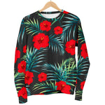 Tropical Hibiscus Leaves Pattern Print Women's Crewneck Sweatshirt GearFrost