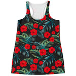 Tropical Hibiscus Leaves Pattern Print Women's Racerback Tank Top