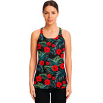Tropical Hibiscus Leaves Pattern Print Women's Racerback Tank Top
