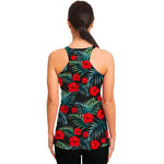 Tropical Hibiscus Leaves Pattern Print Women's Racerback Tank Top