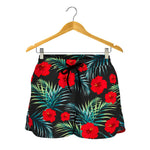 Tropical Hibiscus Leaves Pattern Print Women's Shorts
