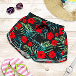 Tropical Hibiscus Leaves Pattern Print Women's Shorts