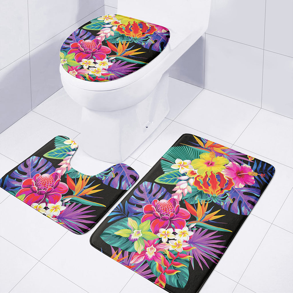 Tropical Hummingbird Print 3 Piece Bath Mat Set