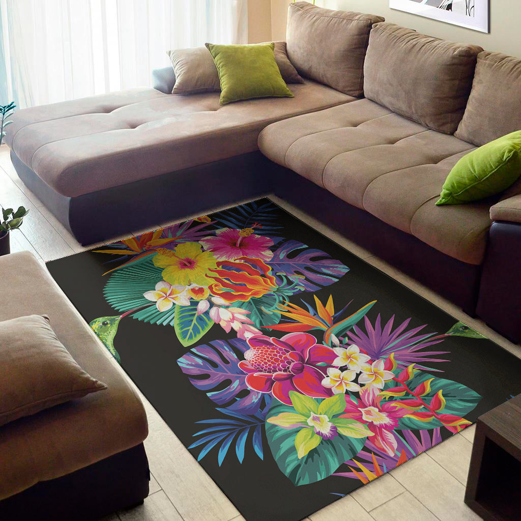 Tropical Hummingbird Print Area Rug