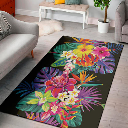 Tropical Hummingbird Print Area Rug