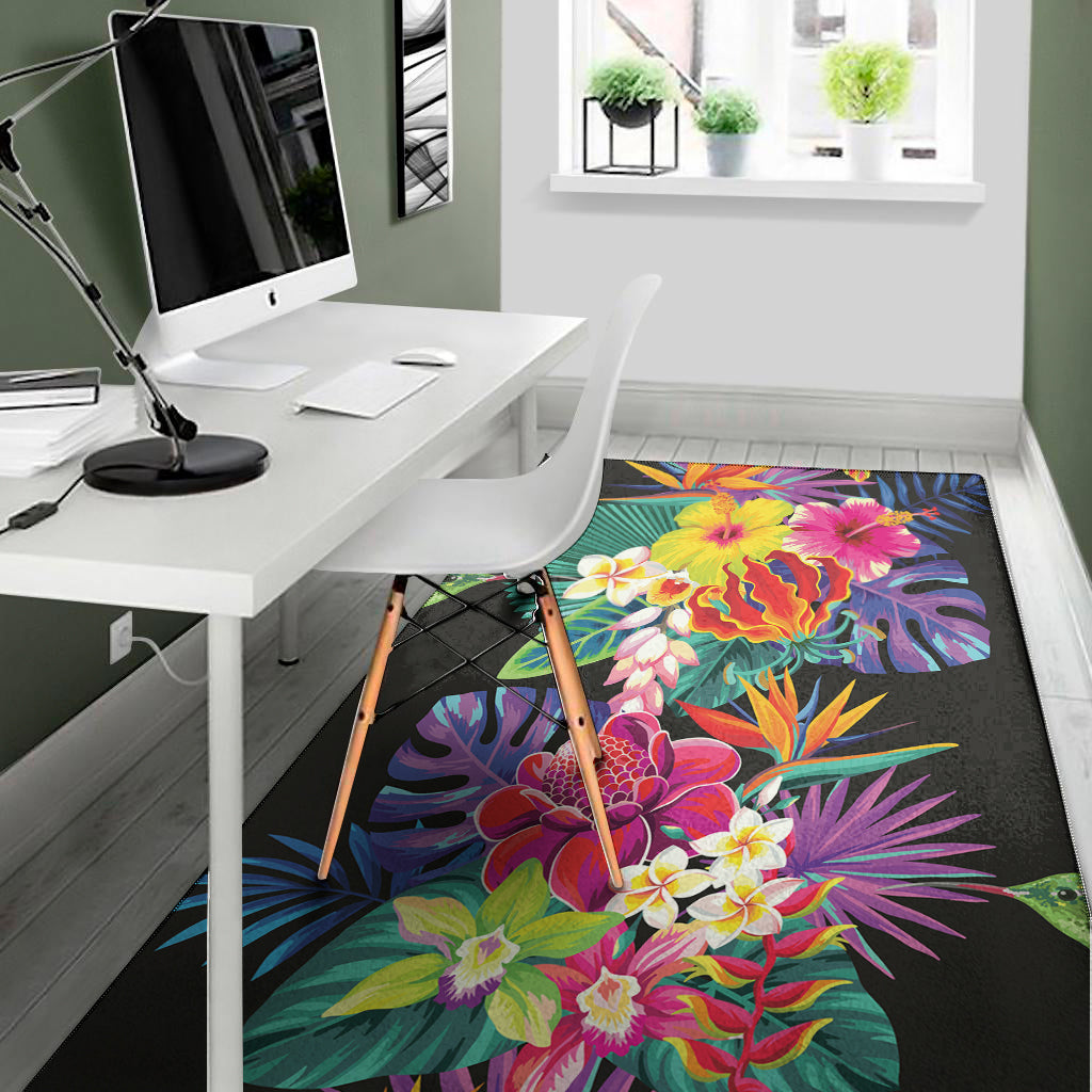 Tropical Hummingbird Print Area Rug