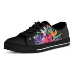 Tropical Hummingbird Print Black Low Top Shoes