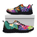 Tropical Hummingbird Print Black Running Shoes