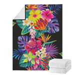 Tropical Hummingbird Print Blanket