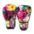 Tropical Hummingbird Print Boxing Gloves