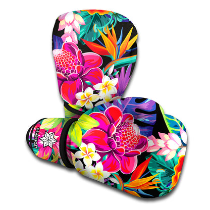 Tropical Hummingbird Print Boxing Gloves