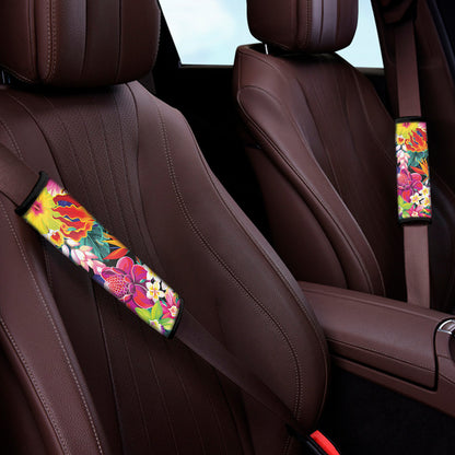 Tropical Hummingbird Print Car Seat Belt Covers