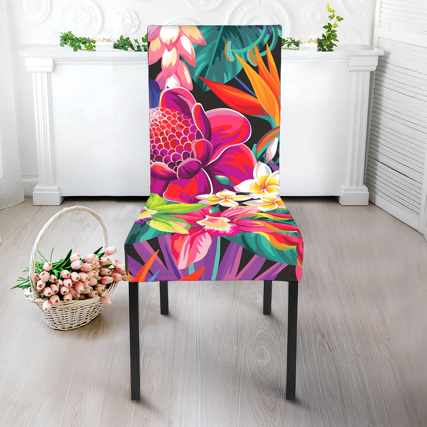 Tropical Hummingbird Print Dining Chair Slipcover