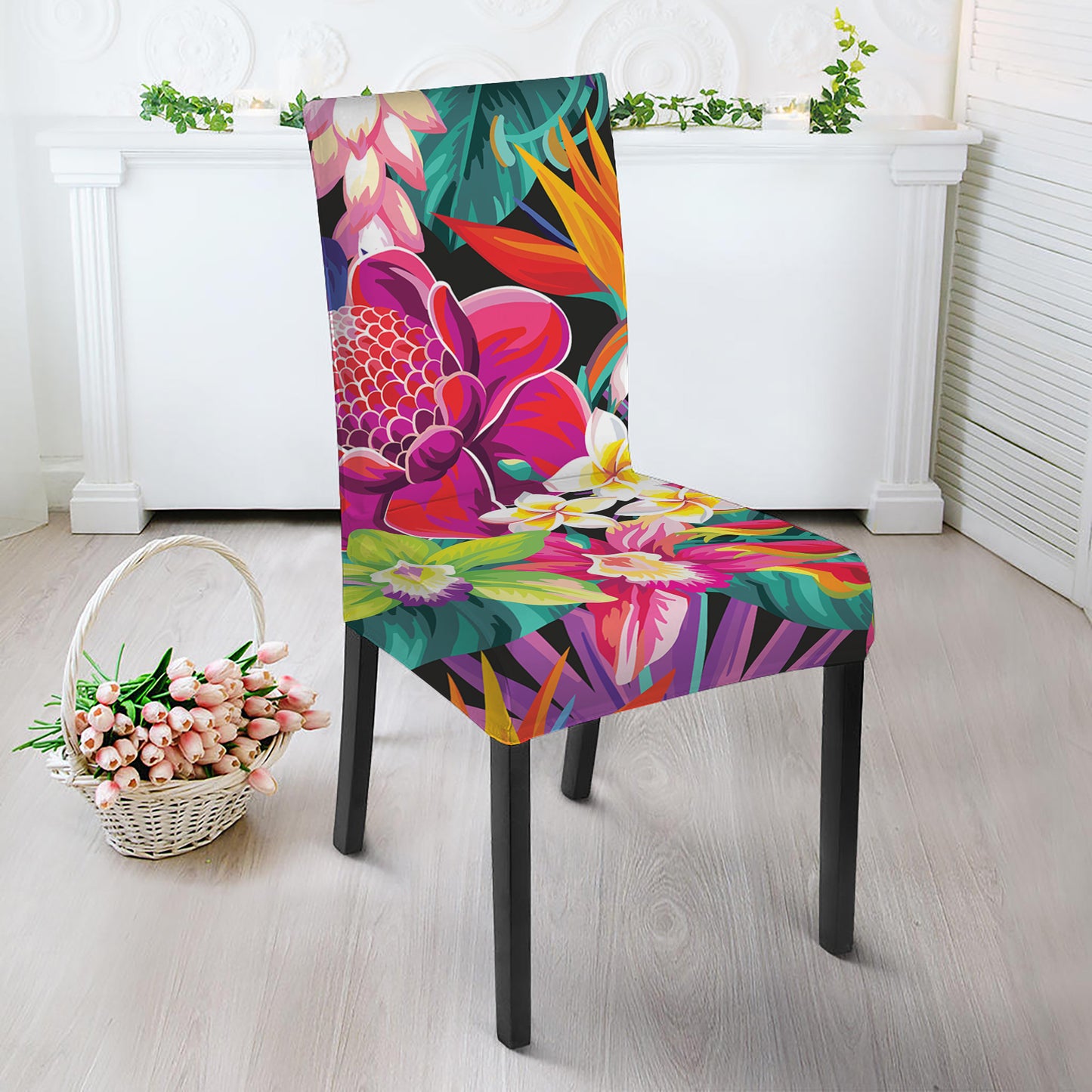 Tropical Hummingbird Print Dining Chair Slipcover
