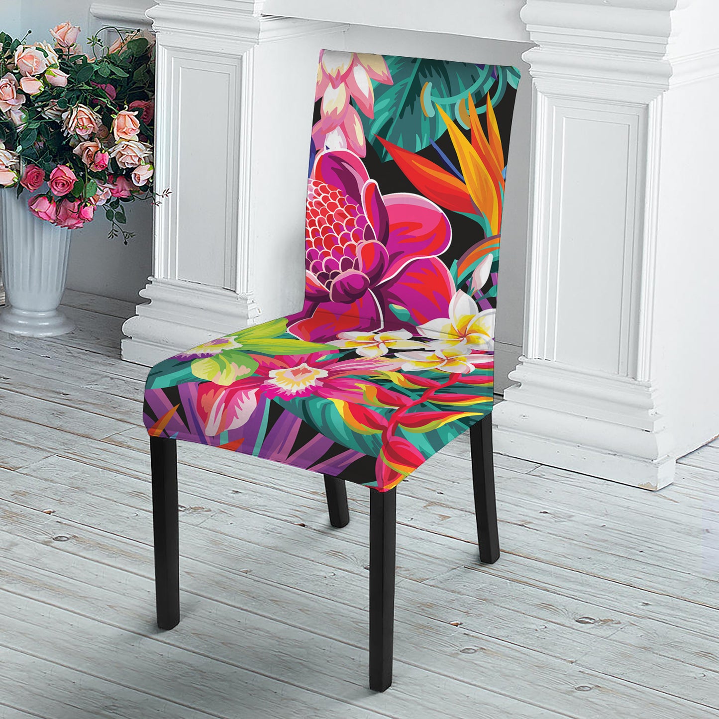 Tropical Hummingbird Print Dining Chair Slipcover