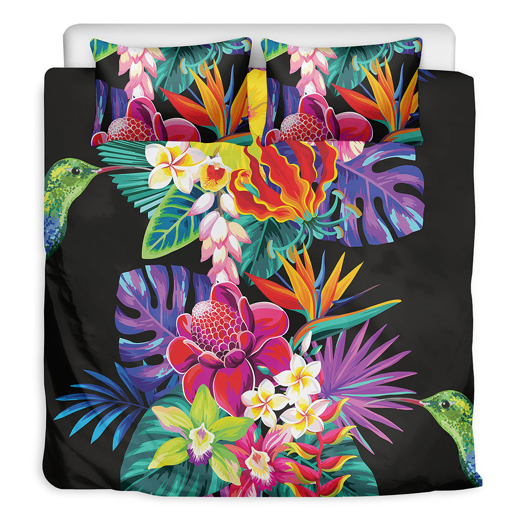 Tropical Hummingbird Print Duvet Cover Bedding Set