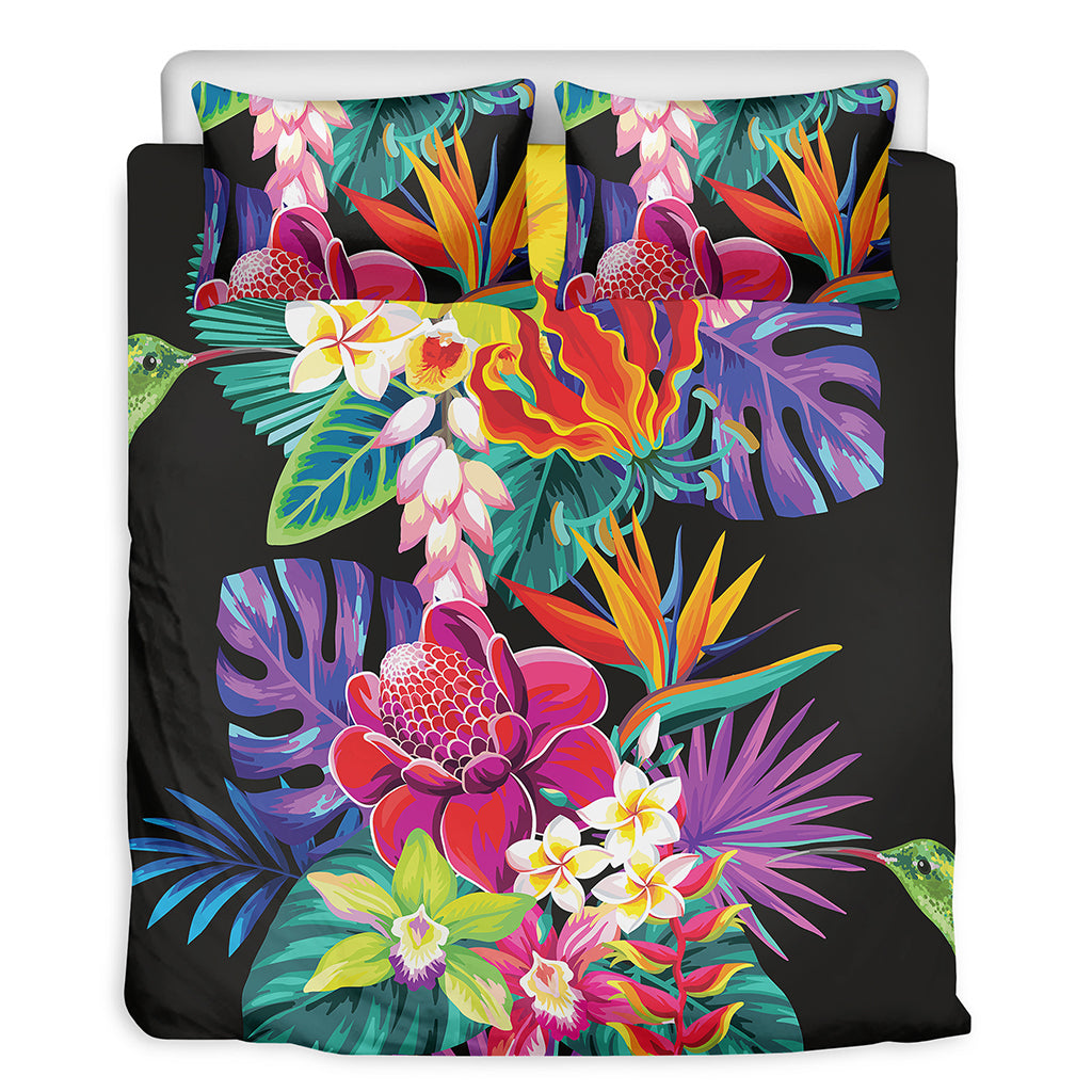 Tropical Hummingbird Print Duvet Cover Bedding Set
