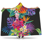 Tropical Hummingbird Print Hooded Blanket