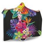 Tropical Hummingbird Print Hooded Blanket