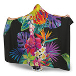 Tropical Hummingbird Print Hooded Blanket