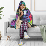 Tropical Hummingbird Print Hooded Blanket