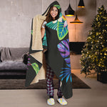 Tropical Hummingbird Print Hooded Blanket