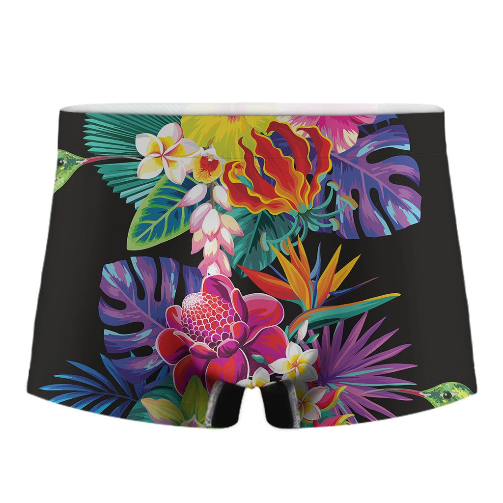 Tropical Hummingbird Print Men's Boxer Briefs