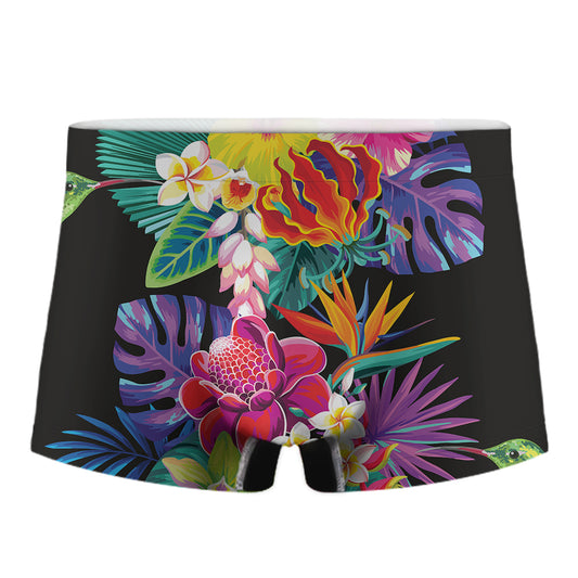 Tropical Hummingbird Print Men's Boxer Briefs